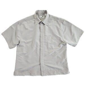 Havana Shirt Co. Cuban Shirt Men's XL Short Sleeve Grey Conga Drums Embroidery